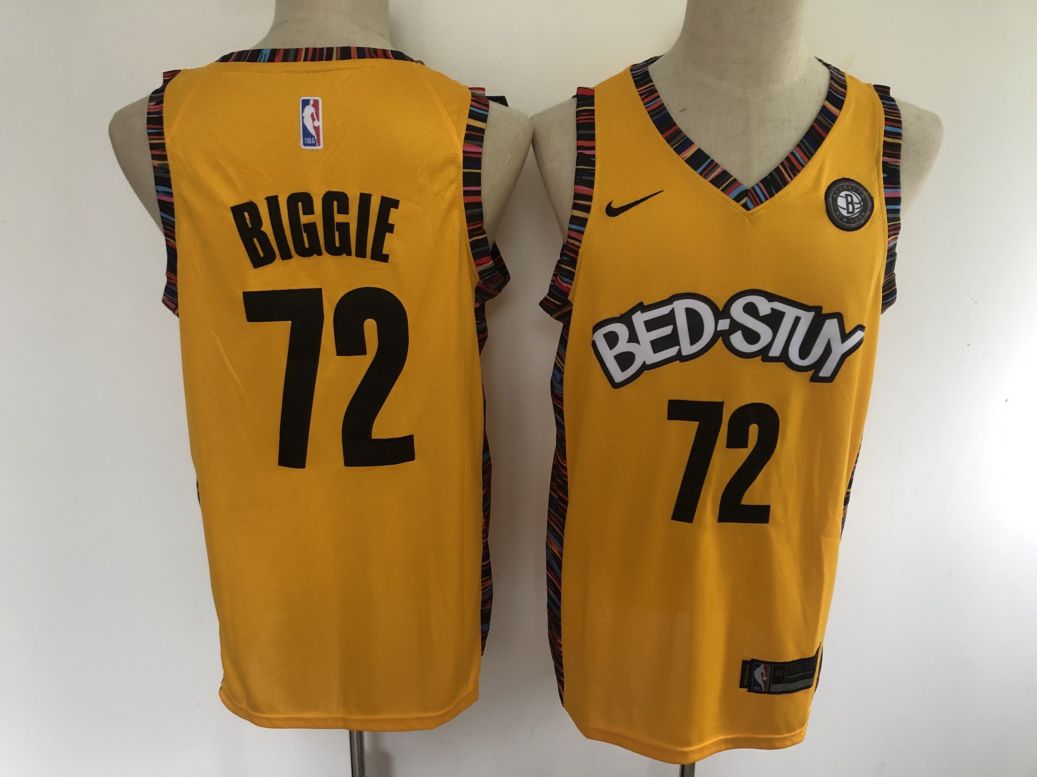 2020 Men Brooklyn Nets #72 Biggie yellow Nike Game NBA Jerseys